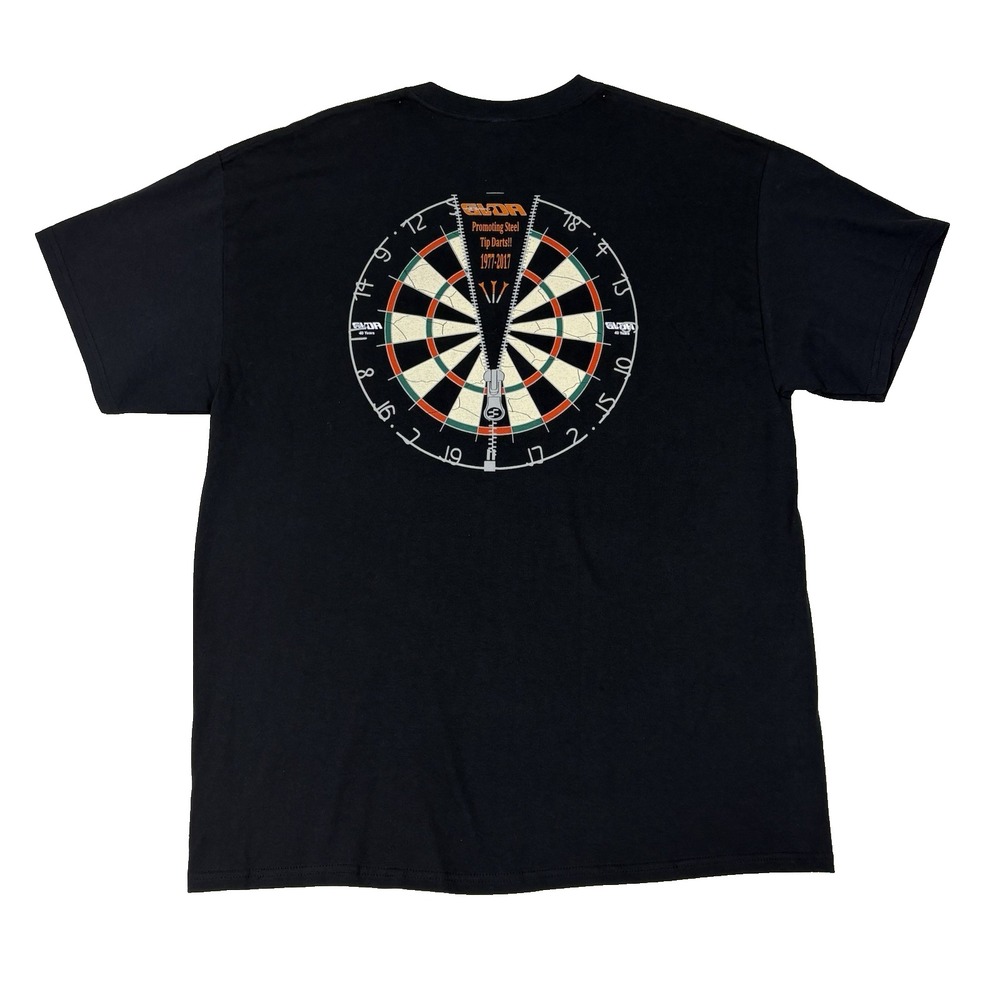 Vintage Style GVDA Darts Shirt Large Black Steel Tip Dartboard Tee Blokecore Bar